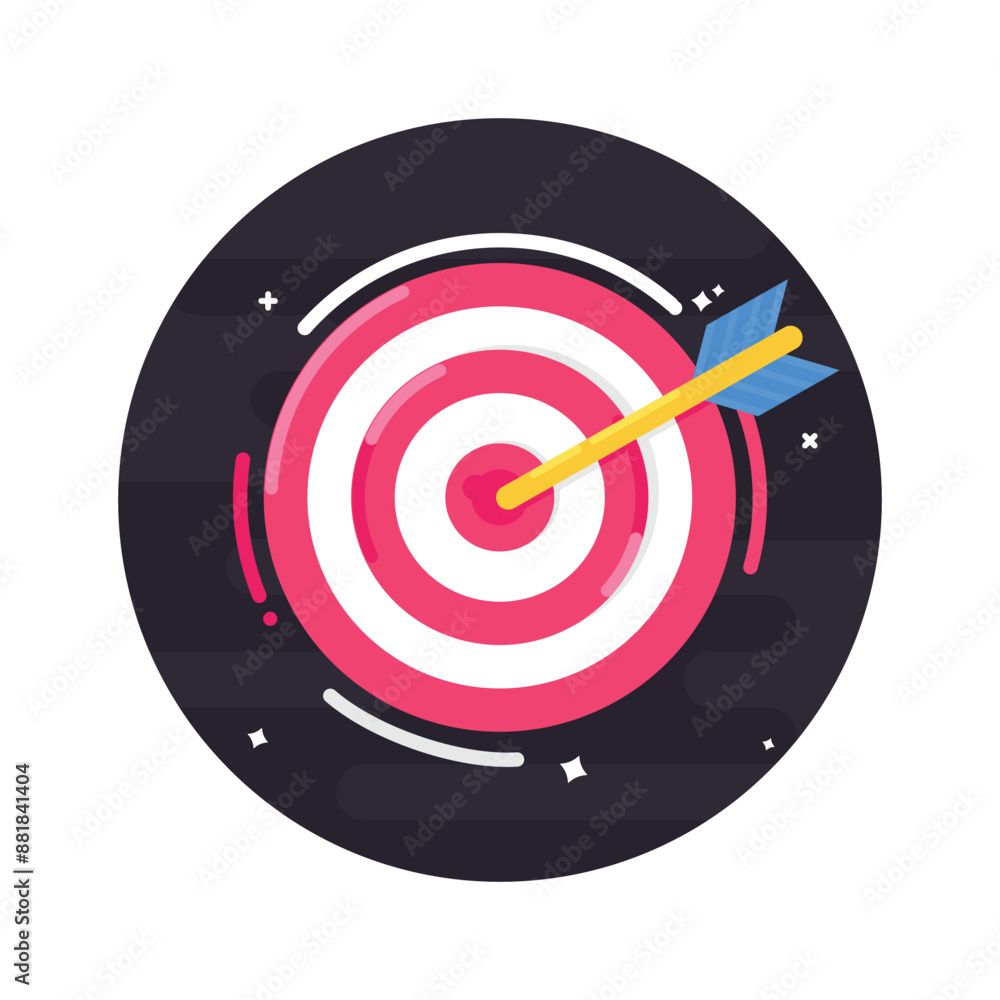 On point target black circle background flat design icon illustration On point target black circle background flat design icon illustration