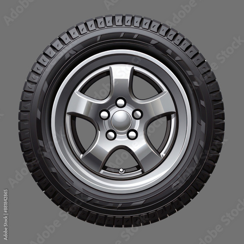 a single one Spare tire wheel isolated cut out transparent background