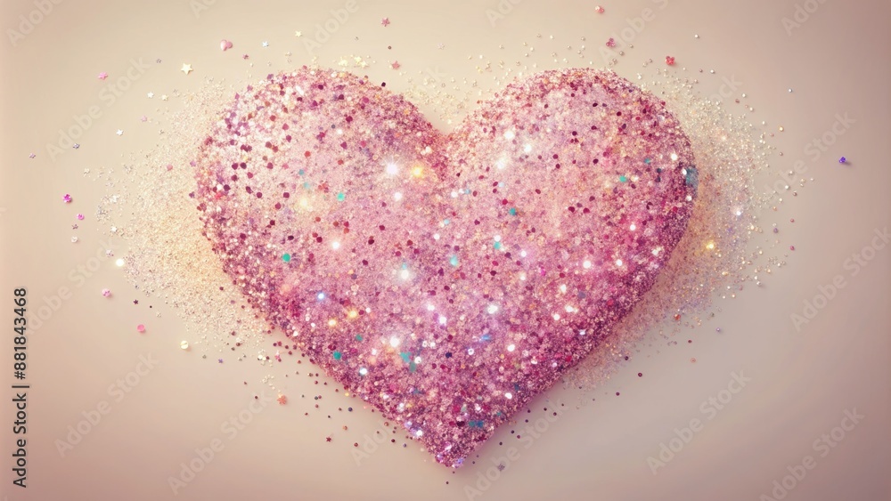 Sparkling pink heart-shaped confetti sprinkles against a soft white background, emitting a sweet, feminine, and celebratory atmospheric essence. Sparkling pink heart-shaped confetti sprinkles against a soft white background, emitting a sweet, feminine, and celebratory atmospheric essence.
