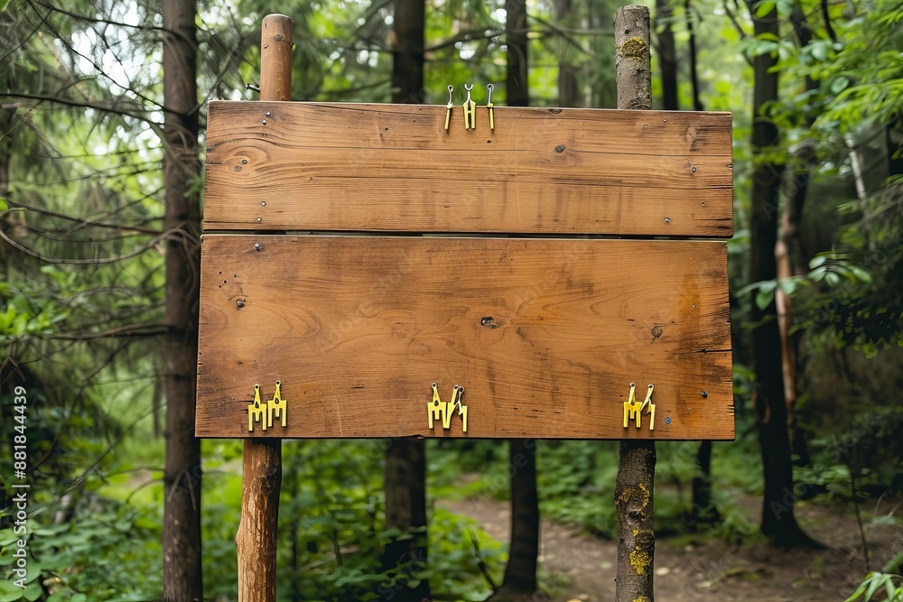 Blank Wooden Sign A wooden message board with clips for people to leave ...