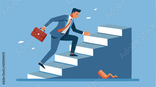 Businessman stumbling down stairs, representing business failure, economic crisis, and career challenges, concept of risks and difficulties in entrepreneurship