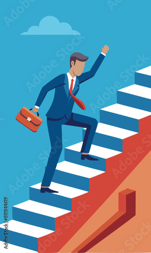 Businessman stumbling down stairs, representing business failure, economic crisis, and career challenges, concept of risks and difficulties in entrepreneurship