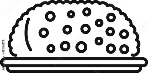 Delicious traditional easter cake with glaze and sprinkles on plate minimalist line art icon