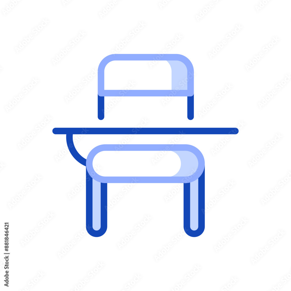 Simple vector outline icon of school desk and chair. Simple vector outline icon of school desk and chair.