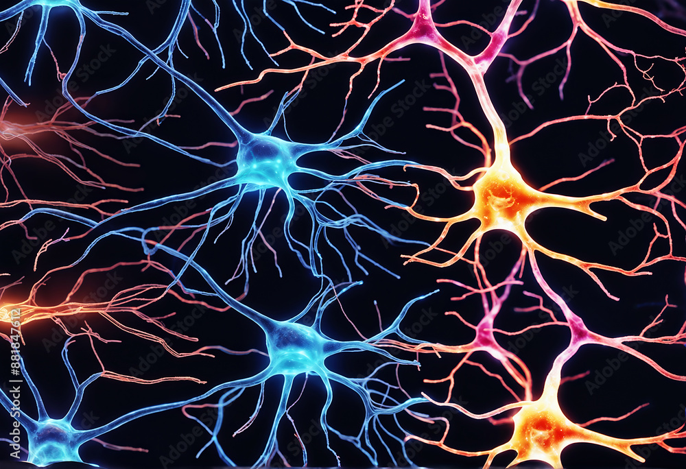 nervous system molecule on futuristic shiny copy space background nervous system molecule on futuristic shiny copy space background