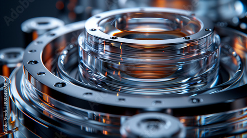 Close-up of a mobile phone lens disassembled in layers