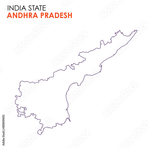 Andhra Pradesh map of Indian state. Andhra Pradesh map vector illustration. Andhra Pradesh vector map on white background.