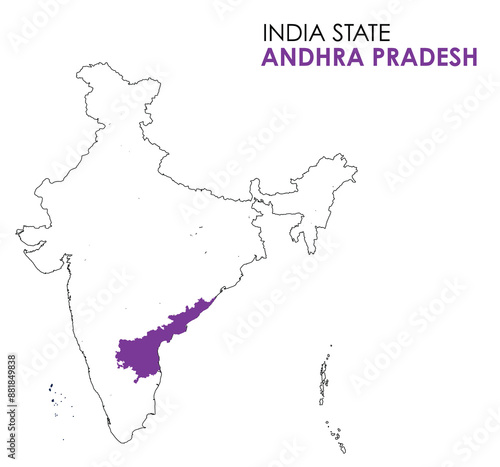 Andhra Pradesh map of Indian state. Andhra Pradesh map vector illustration. Andhra Pradesh vector map on white background.