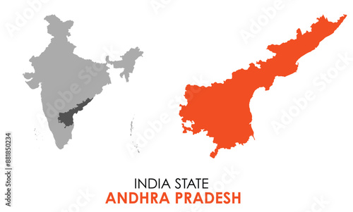 Andhra Pradesh map of Indian state. Andhra Pradesh map vector illustration. Andhra Pradesh vector map on white background.