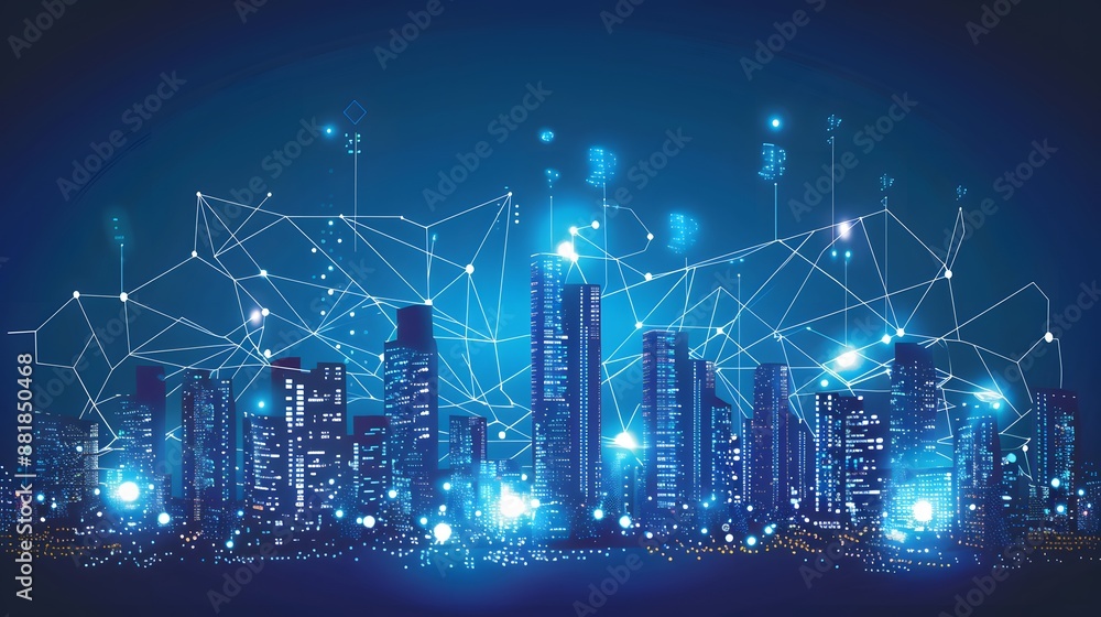 city building with network connection illustration city building with network connection illustration