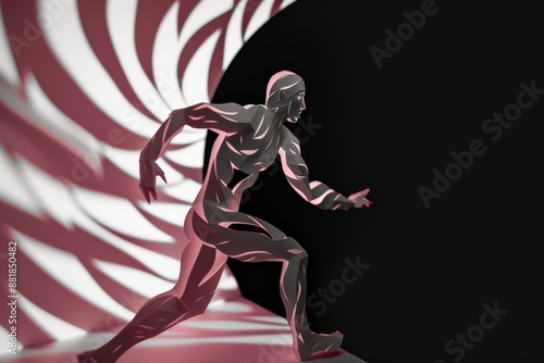 Hand cut layers of paper to make a figure of runner sprinting © alisaaa