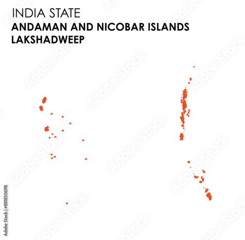 Andaman and Lakshadweep map of Indian state. Andaman and Lakshadweep map vector illustration. Andaman and Lakshadweep vector map on white background.