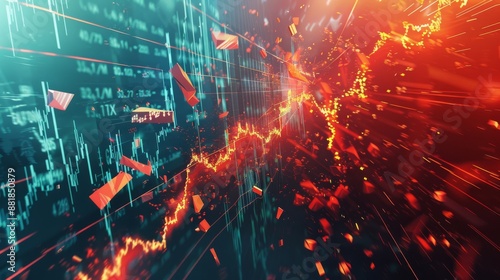 Stock market meltdown illustration. Virtual financial crisis image.