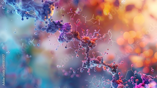 Artistic Representation of Growth Factor Molecule, growth factor, molecular structure, biochemical, bonds