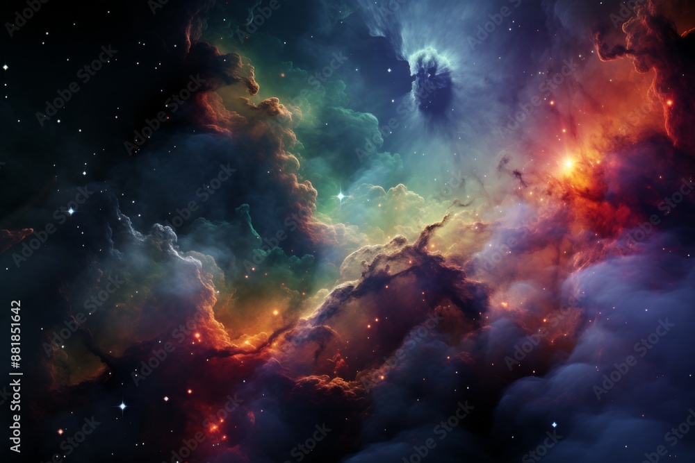 Fototapeta premium Cosmic Nebula with Vivid Colors