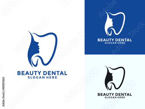 Dental beauty logo design vector, dental clinic tooth logo design template