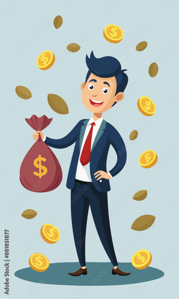 Revenue Loss Due to Tax Payment, Businessman Holding Money Bag Slitted with Dollar Coins Falling Out, Tax Planning Concept Revenue Loss Due to Tax Payment, Businessman Holding Money Bag Slitted with Dollar Coins Falling Out, Tax Planning Concept