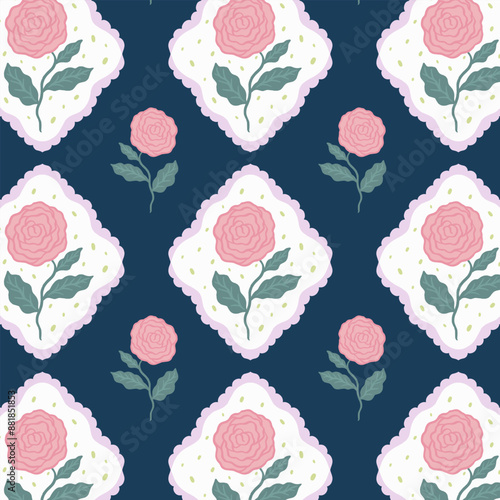 Vintage pattern with roses. Print for greeting card, wrapping paper, textile, wallpaper and invitation background.