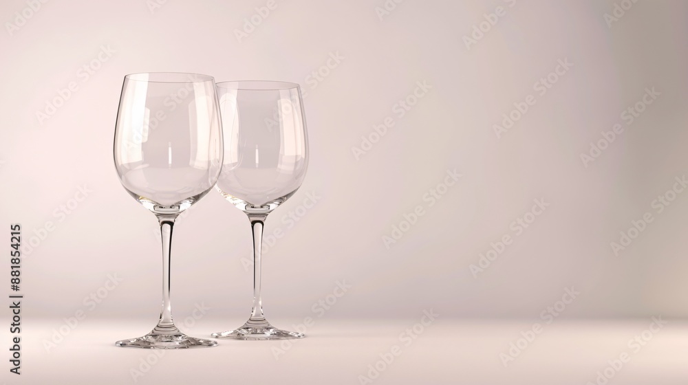 Fototapeta premium Pair of wine glasses set elegantly against a white backdrop.