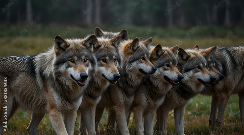 Naklejka premium pack of wolves, generative.ai 