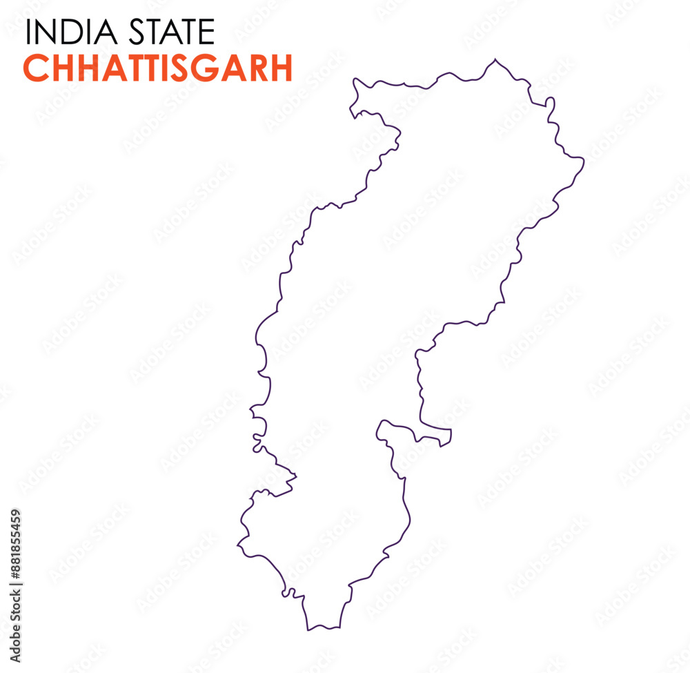Chhattisgarh map of Indian state. Chhattisgarh map vector illustration. Chhattisgarh vector map on white background. Chhattisgarh map of Indian state. Chhattisgarh map vector illustration. Chhattisgarh vector map on white background.