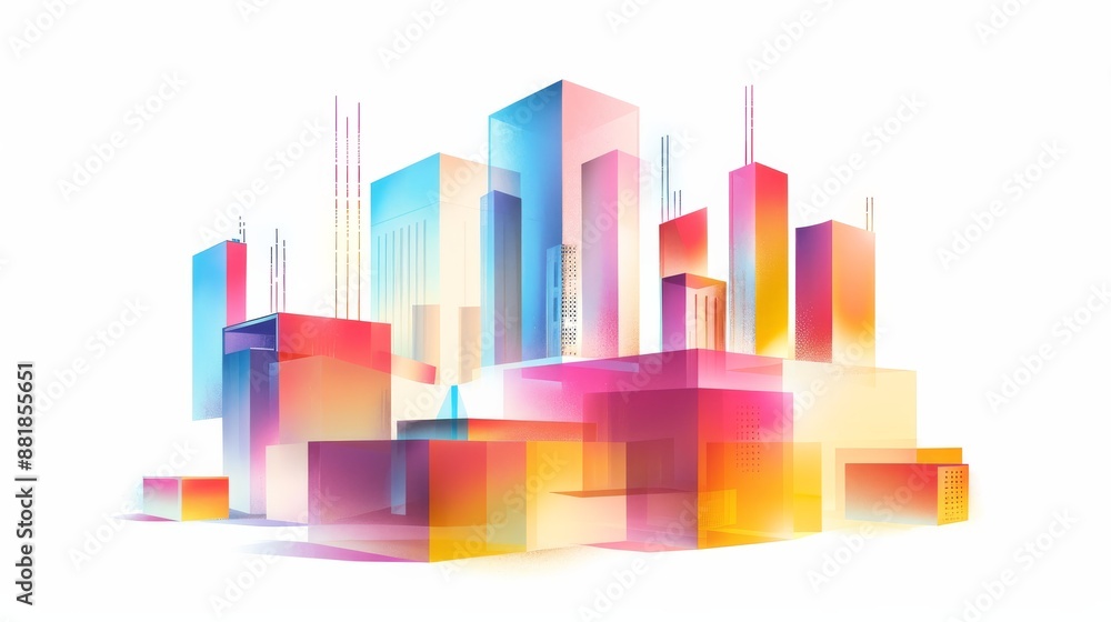Abstract Cityscape in Vibrant Hues Abstract Cityscape in Vibrant Hues