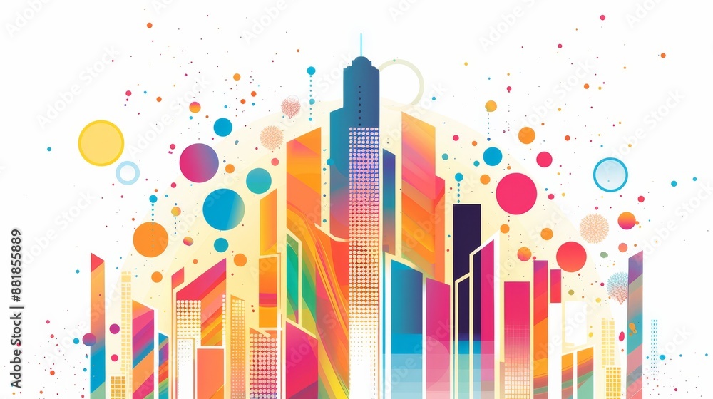 Abstract Cityscape in Vibrant Hues Abstract Cityscape in Vibrant Hues