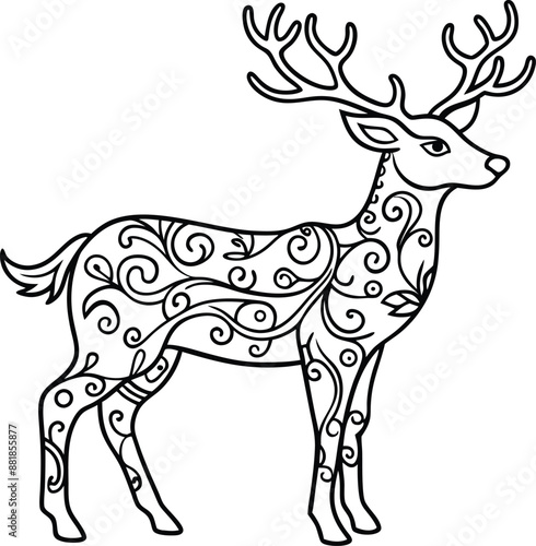 animal, deer, wild, nature, wildlife, mammal, forest, buck, stag, male, background, antlers, fauna, brown, antler,  graphic, horn, head, symbol, silhouette, hunting, black, illustration, element, desi