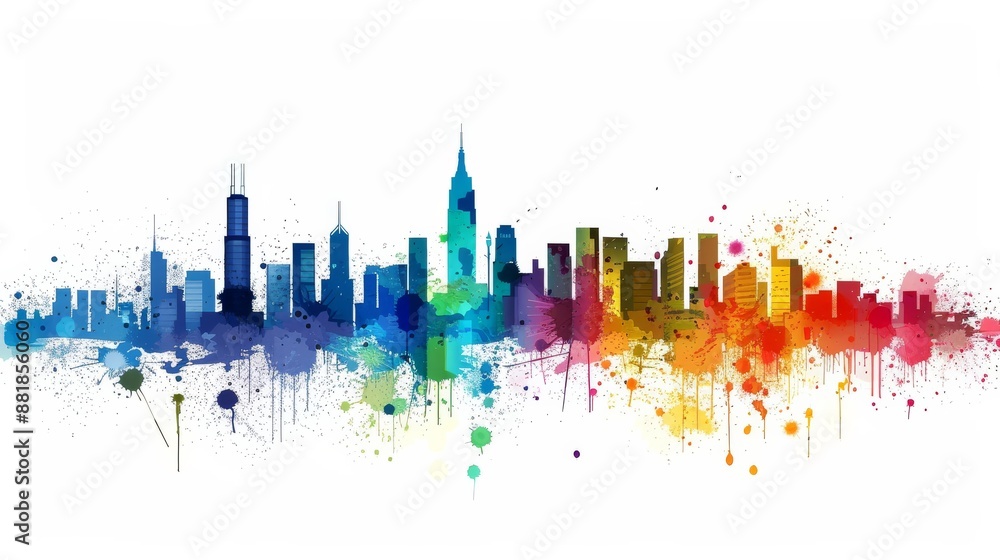 Vibrant Cityscape in a Splash of Color Vibrant Cityscape in a Splash of Color