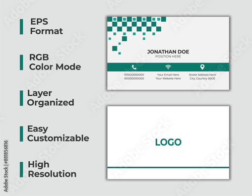 Double sided business card, modern personal car, corporate office card, minimal name card, creative business card, layout, set