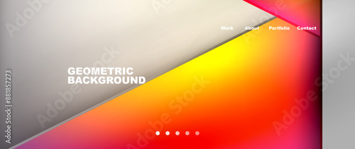 Metal triangles with colorful bright triangles. Geometric modern minimalist design template