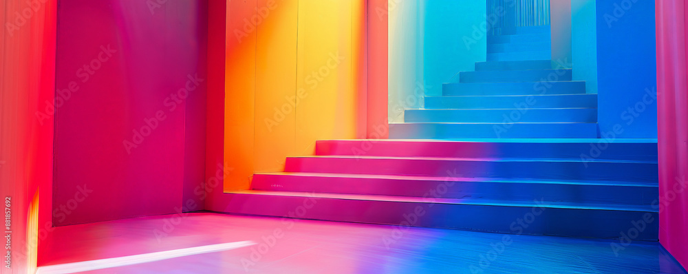 A vivid backdrop showcasing a gradient of bright, bold colors blending from hot pink to electric blue, creating a striking and energetic scene. A vivid backdrop showcasing a gradient of bright, bold colors blending from hot pink to electric blue, creating a striking and energetic scene.