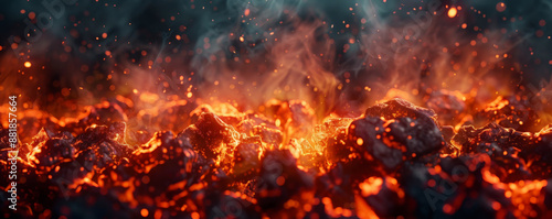 A fire background featuring glowing embers and smoldering coals, with soft, flickering flames adding warmth and ambiance.