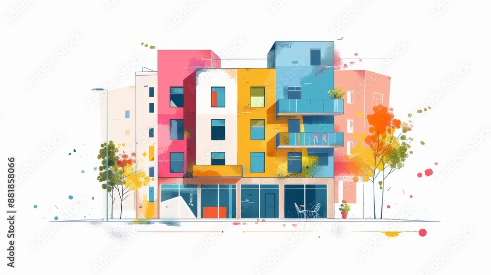 Obraz premium Vibrant Cityscape Illustration