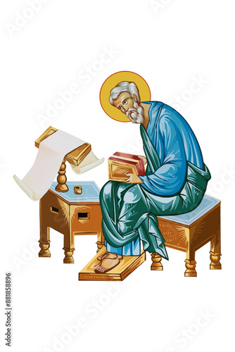 Matthew Levi the Apostle Christian illustration in Byzantine style 
