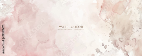 Abstract horizontal watercolor background. Neutral light colored empty space background illustration