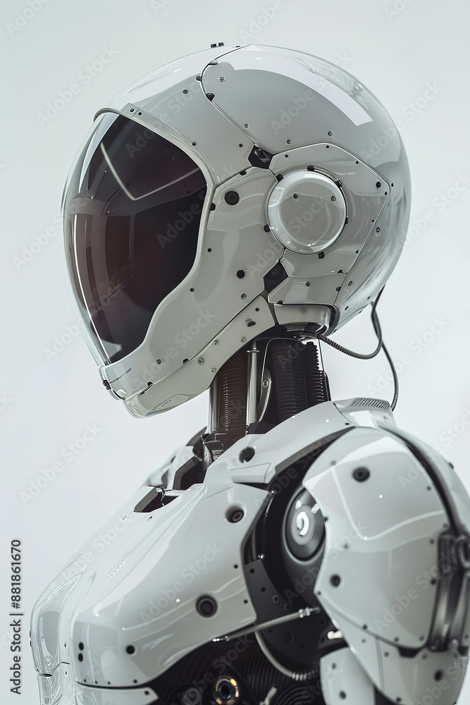 Fototapeta premium Sleek white robot with a futuristic design and intricate details