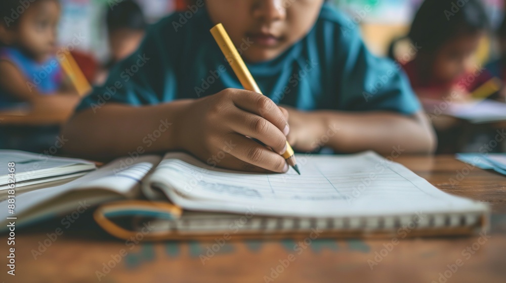 custom made wallpaper toronto digitalSchool students solves equation at a desk at notebooks with pen in hand on a Student Day