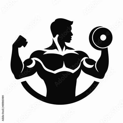 fitness art: bicep curls silhouette vector design