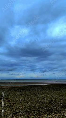 Vertical video footage of the southern coast of Aengdake village in Madura