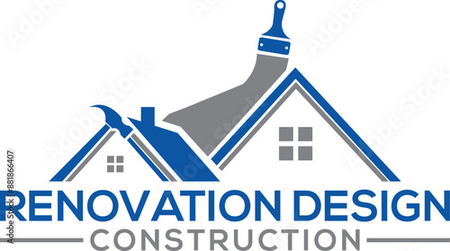 Home repair with hammer, roofing, remodeling, handyman, home renovation, décor logo