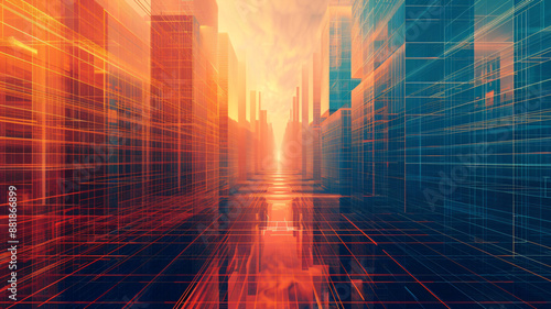 Futuristic grid-like structures in a minimalist composition.