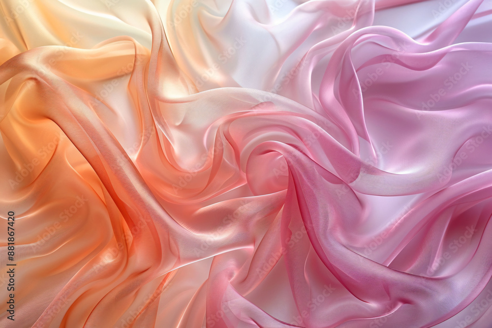 Obraz premium Graceful Pink Waves: A Dance of Silk and Light in Serene Fluidity