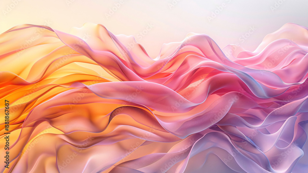 Obraz premium Graceful Pink Waves: A Dance of Silk and Light in Serene Fluidity