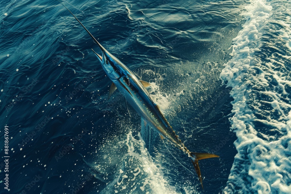 Obraz premium Marlin Leaping from the Ocean Depths