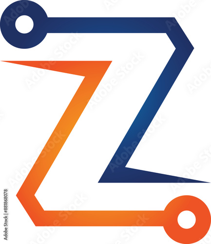 Z initial technology logo design for download your business