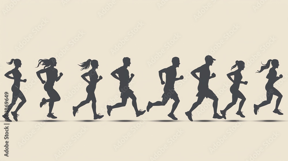 Silhouette of Runners. Silhouette of Runners.