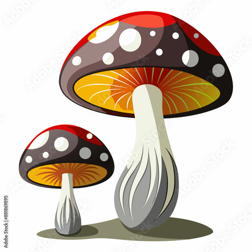 mushrooms on a white background vector  color art design