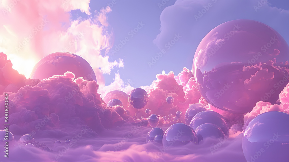 Obraz premium Abstract fantasy landscape purple Cumulus clouds aesthetic background