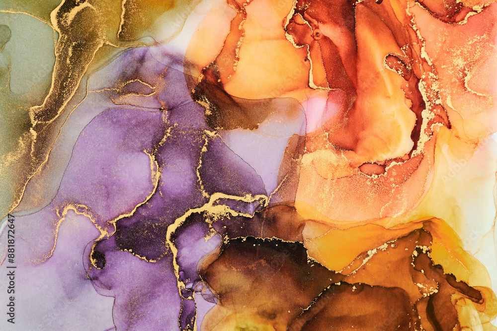 Natural luxury abstract fluid art painting in liquid ink technique. Tender and dreamy wallpaper. Mixture of colors creating transparent waves and golden swirls. For posters, other printed materials Natural luxury abstract fluid art painting in liquid ink technique. Tender and dreamy wallpaper. Mixture of colors creating transparent waves and golden swirls. For posters, other printed materials